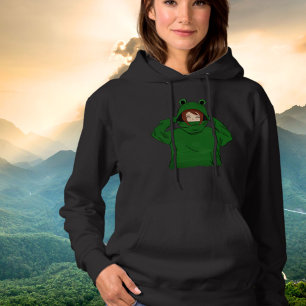 Niedliches Mädchen mit Green Frog Hoody Zeichnend 