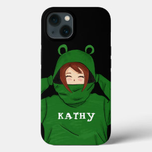 Niedliches Mädchen mit Green Frog Hoody Zeichnend Case-Mate iPhone Hülle