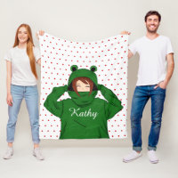 Niedliches Mädchen mit Green Frog Hoody Zeichnend