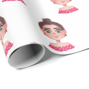 Niedliches Mädchen mit großen Augen Geschenkpapier