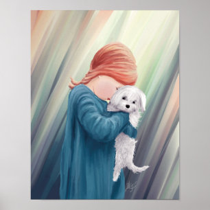Niedliches Mädchen mit Hund Poster