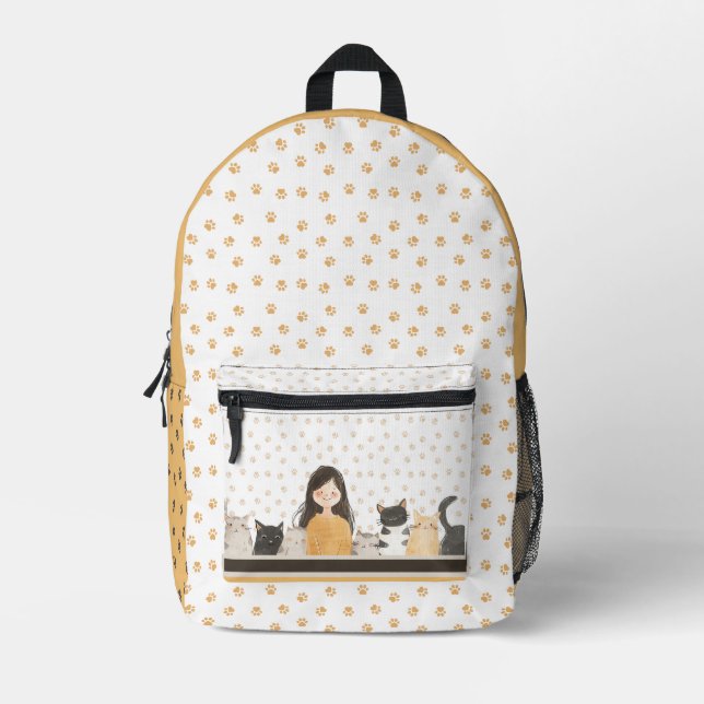 Niedliches Mädchen mit kugelfarbenem Muster Bedruckter Rucksack (Vorderseite)