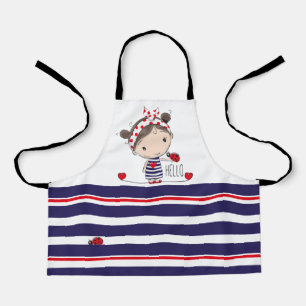 Niedliches Mädchen mit Ladybird Art Striped Kids Schürze