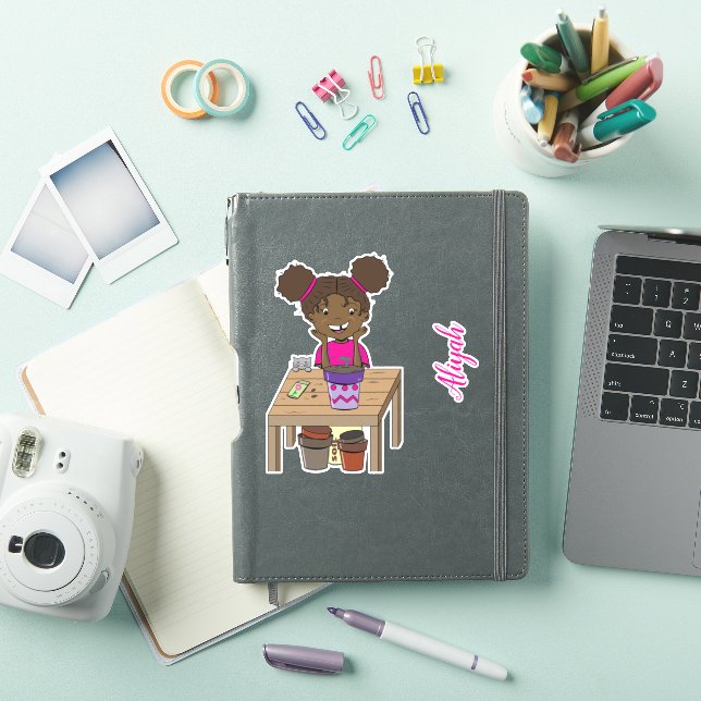 Niedliches Mädchen mit Personalisierter Vinyl-Aufk Aufkleber (iPad Hülle)