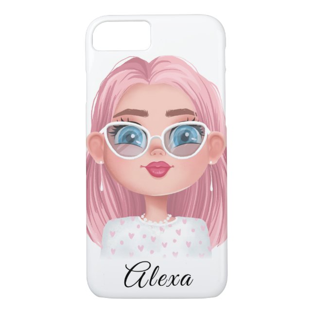 niedliches Mädchen mit rosa Haar Case-Mate iPhone Hülle (Rückseite)