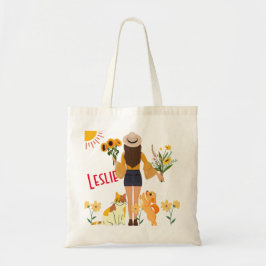 Niedliches Mädchen mit Sonnenblumen Katze & Hund Tragetasche
