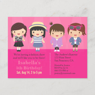 Niedliches Mädchen-Mode-Show-Geburtstags-Party Einladung