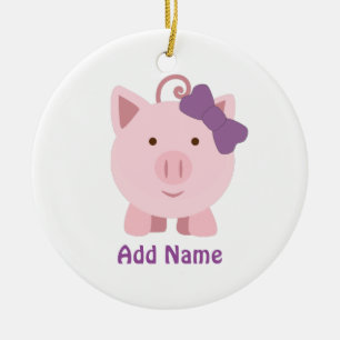 Niedliches Mädchen-Schwein Keramikornament
