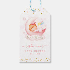 Niedliches Mädchen über der Mond Babydusche Geschenkanhänger