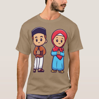 Niedliches Mädchen und Junge Moslem feiern Ied Mub T-Shirt