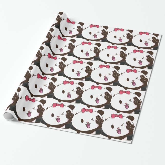 Niedliches Mädchenpanda O.K.! Geschenkpapier (Ungerollt)