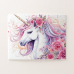 Niedliches magisches Einhorn<br><div class="desc">Niedliches Aquarell mit rosa Blume,  Blumendekorationen.</div>