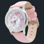 Niedliches magisches Einhorn Armbanduhr<br><div class="desc">Niedliches Aquarell mit rosa Blume,  Blumendekorationen.</div>