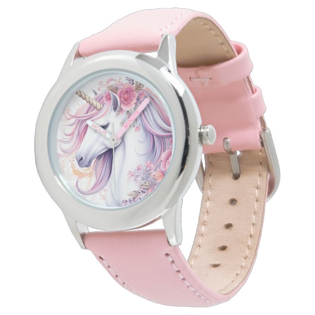 Niedliches magisches Einhorn Armbanduhr (Schrägansicht)