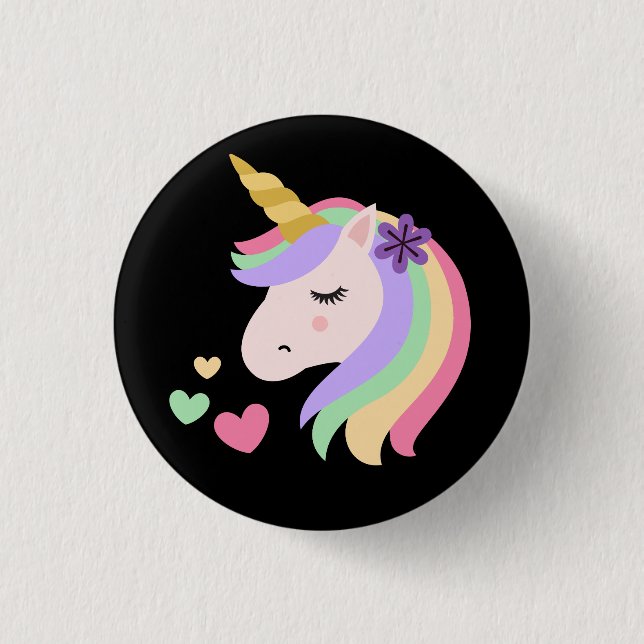 Niedliches magisches Einhorn Button (Vorderseite)