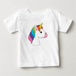 Niedliches magisches Einhorn mit farbenfroher Haar Baby T-shirt