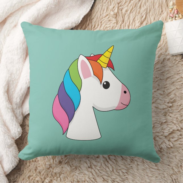 Niedliches magisches Einhorn mit farbenfroher Haar Kissen (Decke)
