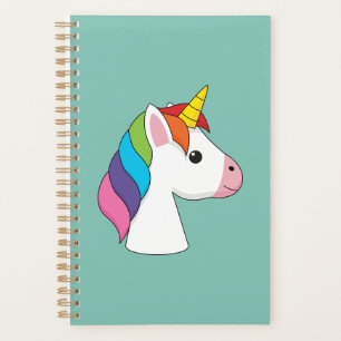 Niedliches magisches Einhorn mit farbenfroher Haar Planer