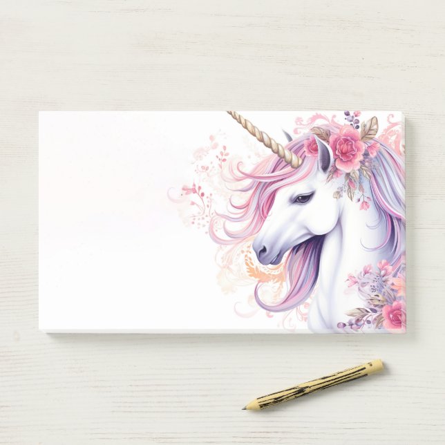 Niedliches magisches Einhorn Post-it Klebezettel (Auf Schreibtisch)