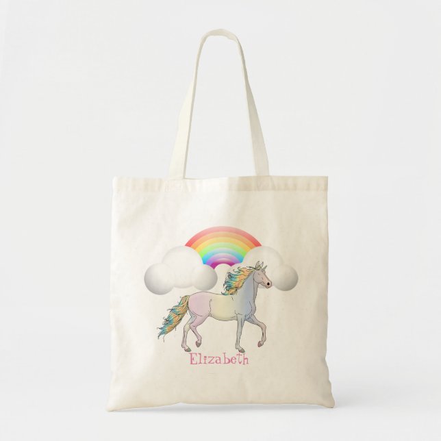 Niedliches magisches Einhorn, Regenbogen Tragetasche (Vorne)