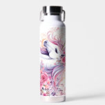 Niedliches magisches Einhorn Trinkflasche<br><div class="desc">Niedliches Aquarell mit rosa Blume,  Blumendekorationen.</div>