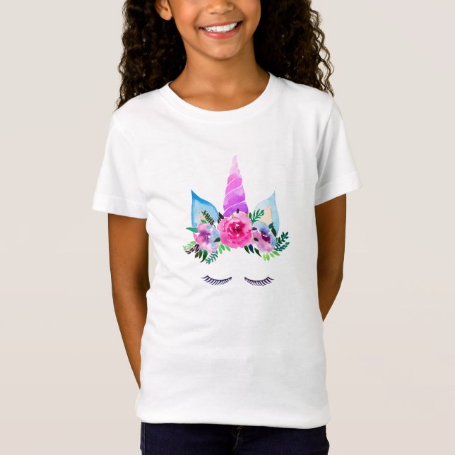 Niedliches magisches Unicorn-Gesicht T-Shirt (Vorderseite)