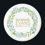 Niedliches Magnet für Neugeborene<br><div class="desc">Ein niedlicher Eukalyptus-Grünkranz-Babyduschmagnet. Ein lustiges Geschenk für die Mutter zu sein oder für Ihre Baby Duschgäste!</div>