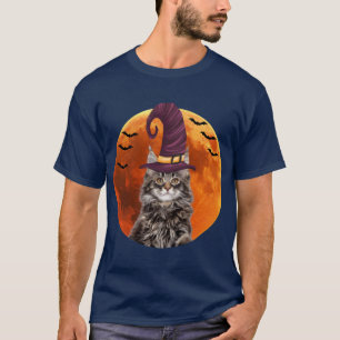 Niedliches Main Coon Kätzchen mit Hexenhut T-Shirt