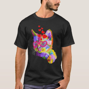Niedliches Maine Coon Cat Heart Valentine Day Deck T-Shirt