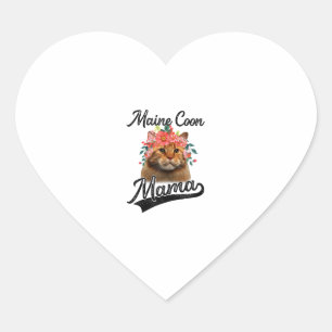 Niedliches Maine Coon Mama Blume Graphic Cat Lover Herz-Aufkleber