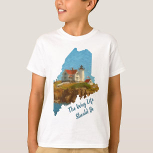 Niedliches Maine Sprichwort Nubble Lighthouse Kind T-Shirt