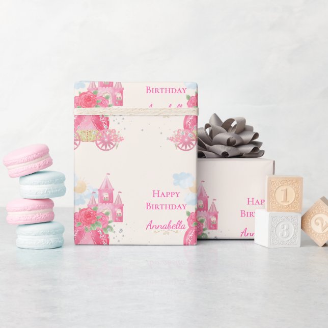 Niedliches Mairy Tale Pink Princess Party Geschenkpapier (Babyparty)