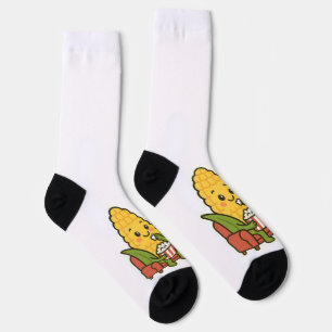 Niedliches Mais-Fernsehen mit Popcorn Socken