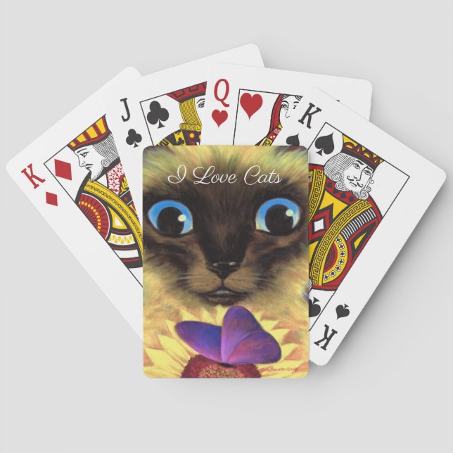 Niedliches Malen von Katzenschmetterlingen Spielkarten (Rückseite)