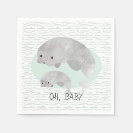 Niedliches Mama & Baby Manatee mit Waves Baby Dusc Serviette