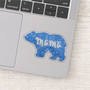 Niedliches Mama Bär blaues Funkeldesign für sie Aufkleber