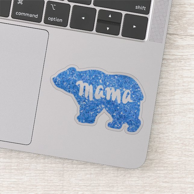 Niedliches Mama Bär blaues Funkeldesign für sie Aufkleber (Detail)