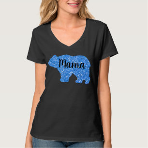 Niedliches Mama Bär blaues Funkeldesign für sie T-Shirt