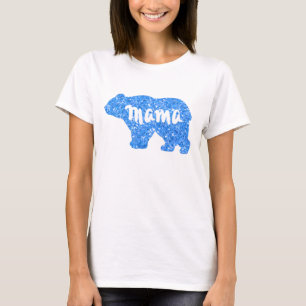Niedliches Mama Bär blaues Funkeldesign für sie T-Shirt