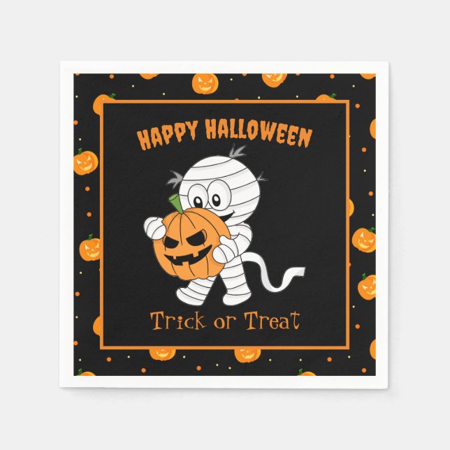 Niedliches Mama beim Wandern mit Halloween Pumpkin Serviette (Vorderseite)