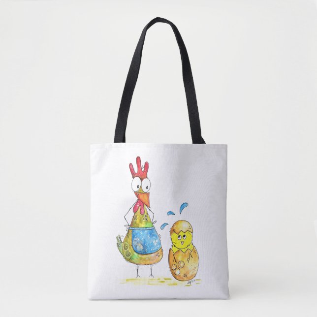 Niedliches Mama-Hühnchen mit Baby Tasche (Vorderseite)