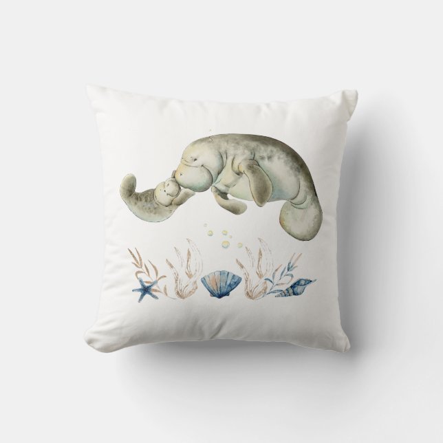 Niedliches Manatee-Kissen Kissen (Vorderseite)