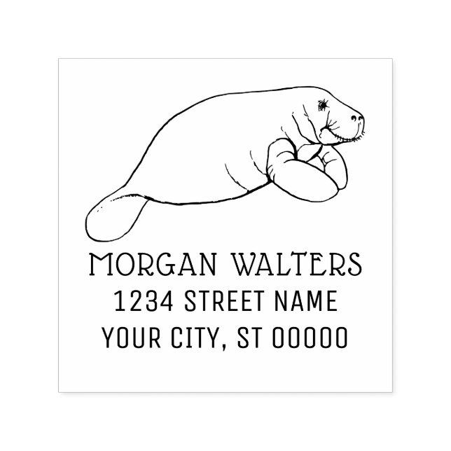 Niedliches Manatesee Kuh Name Rücksendeadresse R Permastempel (Design)