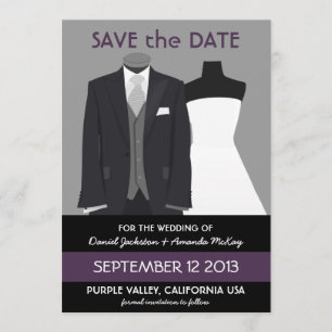 Niedliches Mannequin Save the Date Lila Hochzeit