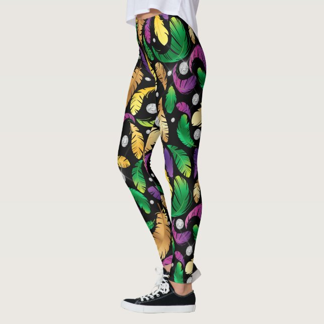 Niedliches Mardi Gra-Muster gekachelt Leggings (Links)