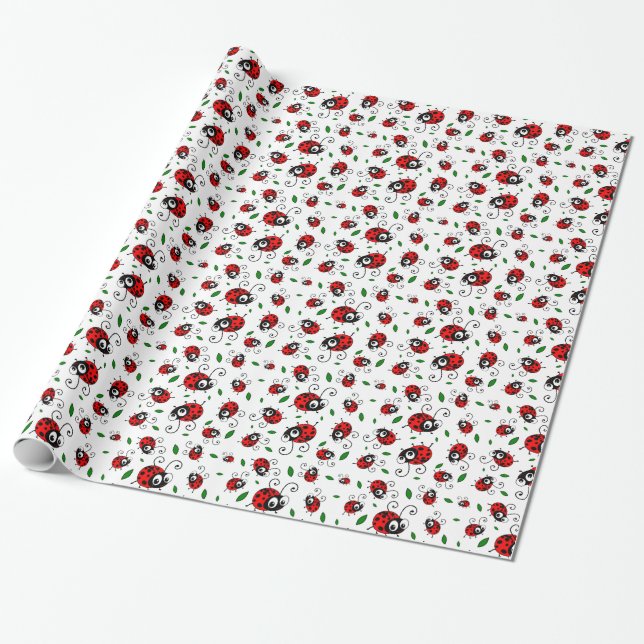 Niedliches Marienkäfermuster Geschenkpapier (Ungerollt)