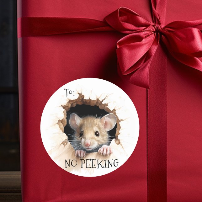 Niedliches Mausgeschenk Nein Peeking Runder Aufkleber (Von Creator hochgeladen)