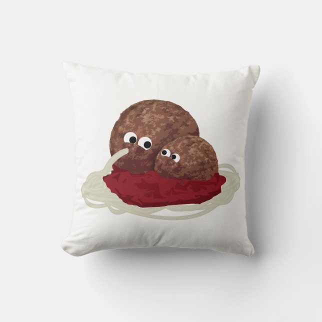 Niedliches Meatball Eating Spaghetti Kissen (Vorderseite)