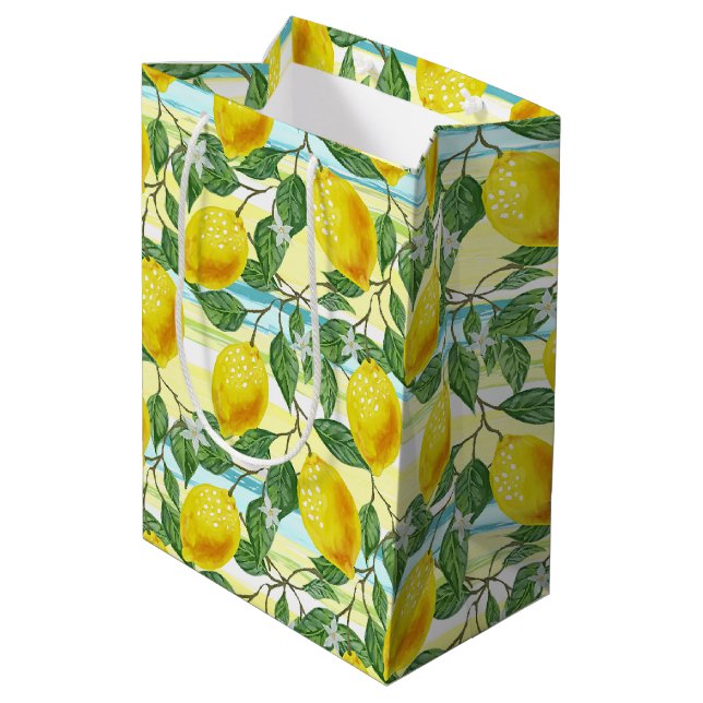 Niedliches mediterranes Sommerlemon Mittlere Geschenktüte (Rückseite Schrägansicht)
