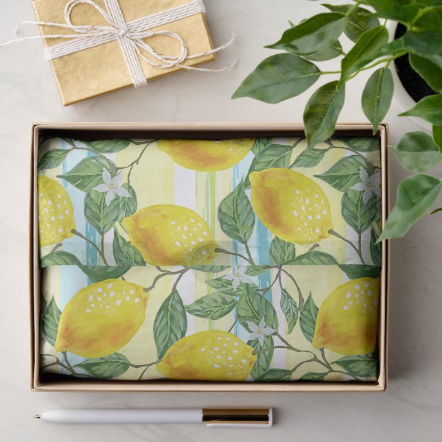 Niedliches mediterranes Sommerlemon Seidenpapier (Geschenk)